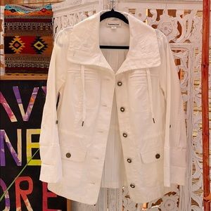 One of a Kind Sample Women’s Cargo Jacket – White Boho Utility Jacket – Small